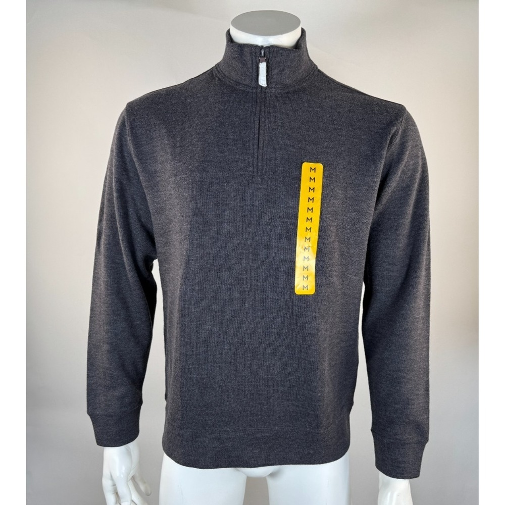 Lands End Ribbed 1/4 Zip Pullover Mens M NWT Stretch Cotton Long Sleeve‎ Sweater
